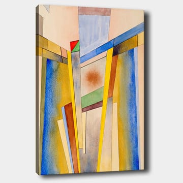 Canvastavla 70x100 cm - Abstrakt komposition med geometriska former och starka färger - Gul / Blå / Röd - Inredning - Tavlor & posters - Canvastavla