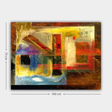 Canvastavla 70x100 cm - Abstrakt komposition med geometriska former och starka färger - Röd / Guld / Blå - Inredning - Tavlor & posters - Canvastavla