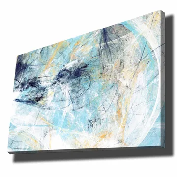 Canvastavla 70x100 cm - Abstrakt komposition med inslag av blått och ljusa toner som skapar en känsla av rörelse - Blå / Vit / Ljusgul - Inredning - Tavlor & posters - Canvastavla