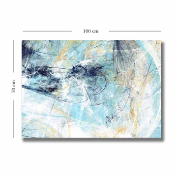 Canvastavla 70x100 cm - Abstrakt komposition med inslag av blått och ljusa toner som skapar en känsla av rörelse - Blå / Vit / Ljusgul - Inredning - Tavlor & posters - Canvastavla