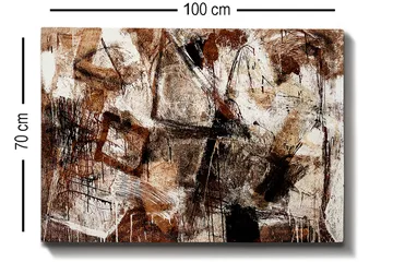 Canvastavla 70x100 cm - Abstrakt komposition med inslag av geometriska former och linjer - Mörkbrun / Beige / Vit - Inredning - Tavlor & posters - Canvastavla