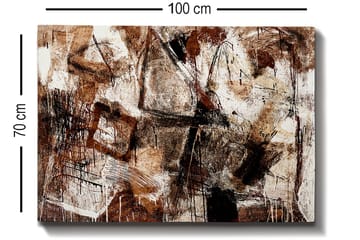 Canvastavla 70x100 cm - Abstrakt komposition med inslag av geometriska former och linjer - Mörkbrun / Beige / Vit - Inredning - Tavlor & posters - Canvastavla