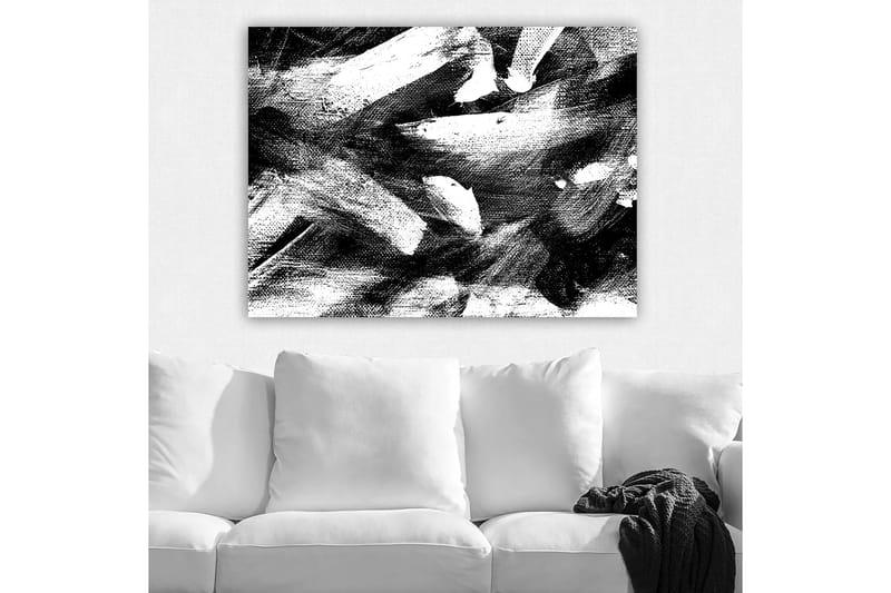 Canvastavla 70x100 cm - Abstrakt komposition med kraftfulla svarta och vita penseldrag - Svart / Vit - Inredning - Tavlor & posters - Canvastavla