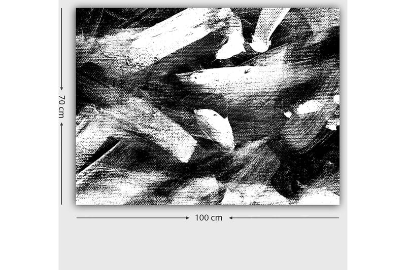 Canvastavla 70x100 cm - Abstrakt komposition med kraftfulla svarta och vita penseldrag - Svart / Vit - Inredning - Tavlor & posters - Canvastavla