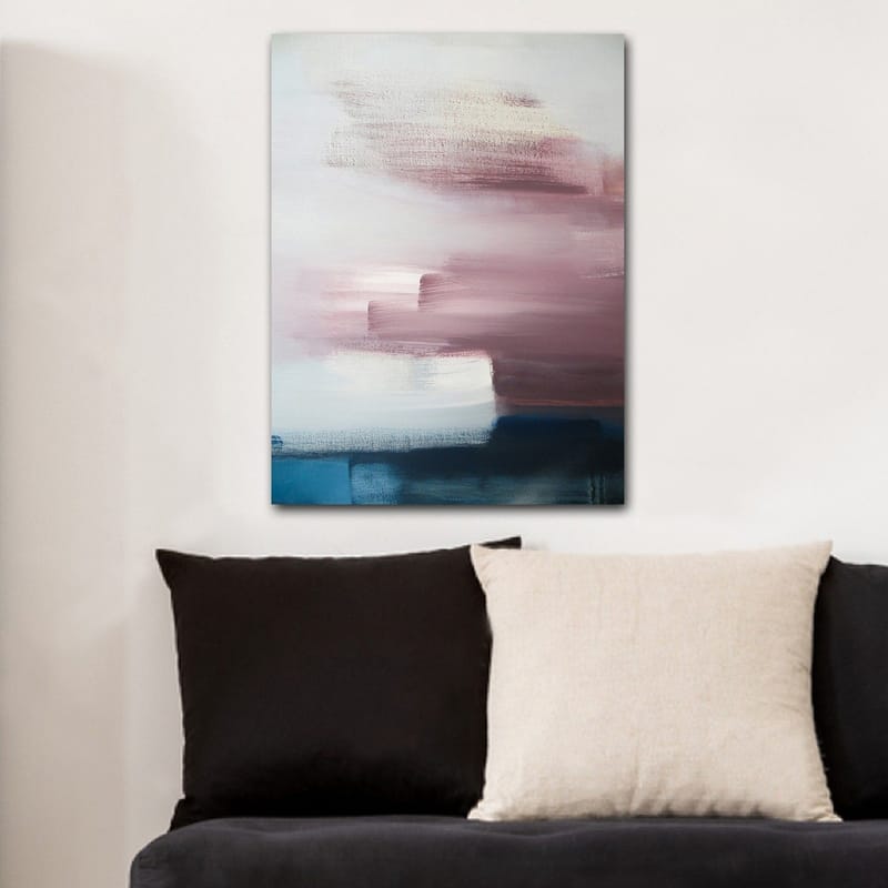 Canvastavla 70x100 cm - Abstrakt komposition med mjuka färgövergångar i rosa och blå nyanser - Rosa / Blå / Vit - Inredning - Tavlor & posters - Canvastavla