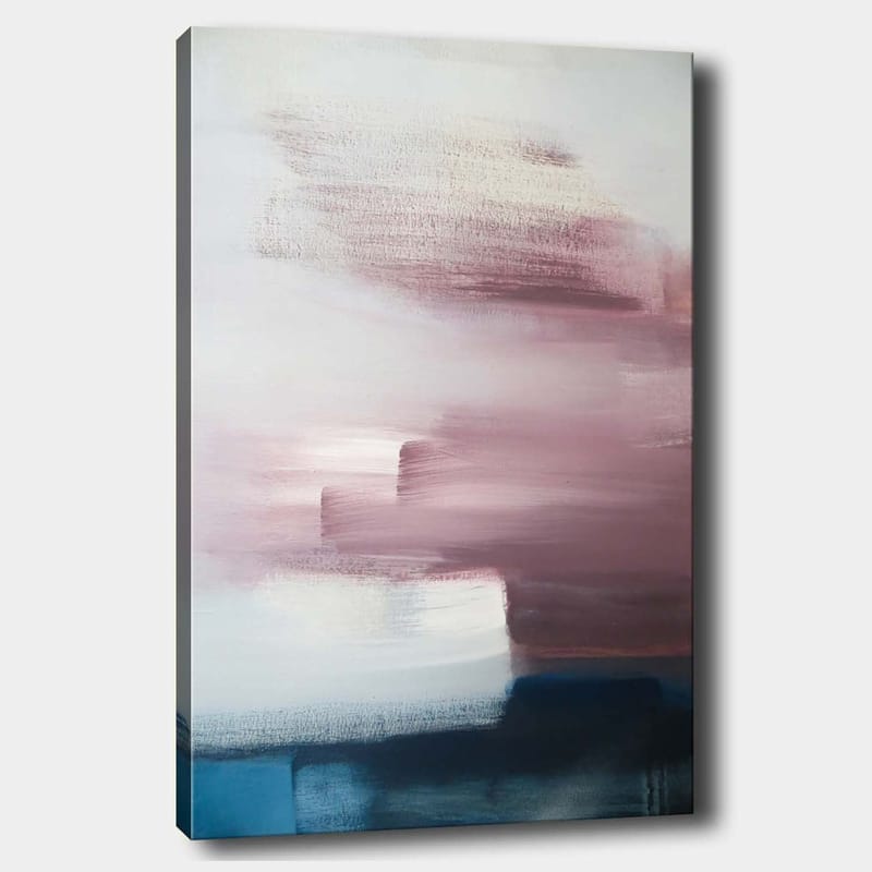 Canvastavla 70x100 cm - Abstrakt komposition med mjuka färgövergångar i rosa och blå nyanser, Rosa / Blå / Vit