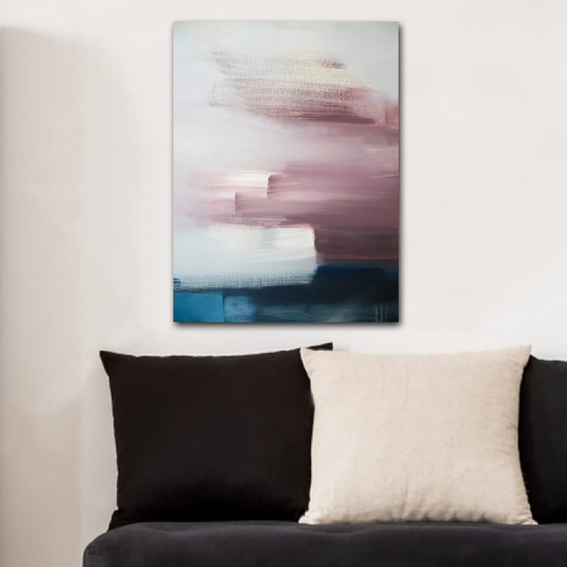 Canvastavla 70x100 cm - Abstrakt komposition med mjuka färgövergångar i rosa och blå nyanser - Rosa / Blå / Vit - Inredning - Tavlor & posters - Canvastavla