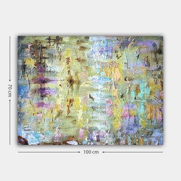 Canvastavla 70x100 cm - Abstrakt komposition med mjuka färgövergångar och texturer som skapar en drömlik atmosfär - Ljusgrön / Lila / Beige - Inredning - Tavlor & posters - Canvastavla