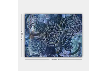 Canvastavla 70x100 cm - Abstrakt komposition med spiraler och blommor i en harmonisk sammansättning - Mörkblå / Ljusblå / Vit - Inredning - Tavlor & posters - Canvastavla