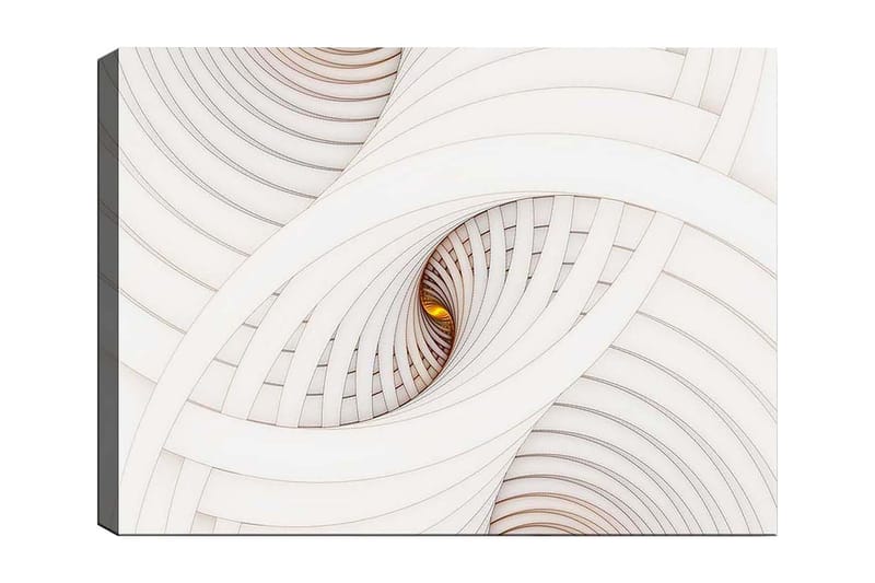 Canvastavla 70x100 cm - Abstrakt komposition med spiraler som skapar en illusion av djup och rörelse, Vit / Beige / Guld