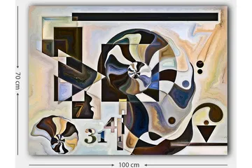 Canvastavla 70x100 cm - Abstrakt komposition med spiralformer och geometriska figurer - Mörkbrun / Svart / Beige - Inredning - Tavlor & posters - Canvastavla