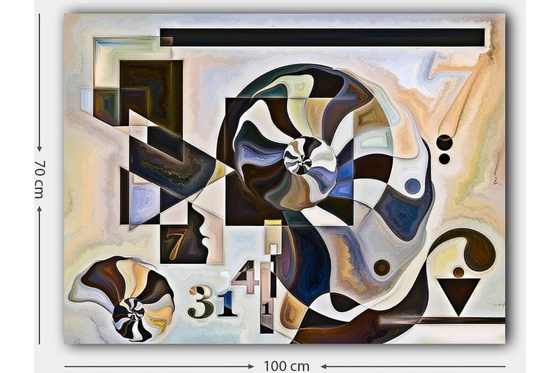 Canvastavla 70x100 cm - Abstrakt komposition med spiralformer och geometriska figurer - Mörkbrun / Svart / Beige - Inredning - Tavlor & posters - Canvastavla