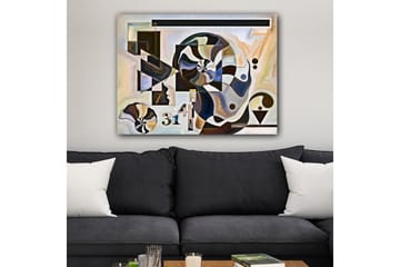 Canvastavla 70x100 cm - Abstrakt komposition med spiralformer och geometriska figurer - Mörkbrun / Svart / Beige - Inredning - Tavlor & posters - Canvastavla