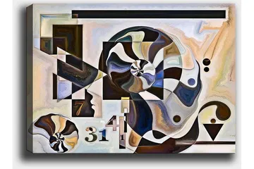 Canvastavla 70x100 cm - Abstrakt komposition med spiralformer och geometriska figurer - Mörkbrun / Svart / Beige - Inredning - Tavlor & posters - Canvastavla