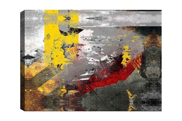 Canvastavla 70x100 cm - Abstrakt komposition med starka färger och dynamiska former - Gul / Röd / Grå - Inredning - Tavlor & posters - Canvastavla