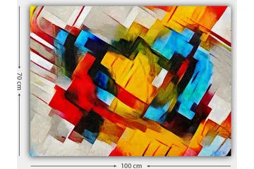 Canvastavla 70x100 cm - Abstrakt komposition med starka färger och dynamiska former - Röd / Blå / Gul - Inredning - Tavlor & posters - Canvastavla