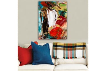 Canvastavla 70x100 cm - Abstrakt komposition med starka färger och dynamiska former - Röd / Svart / Grön - Inredning - Tavlor & posters - Canvastavla