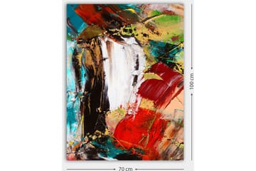 Canvastavla 70x100 cm - Abstrakt komposition med starka färger och dynamiska former - Röd / Svart / Grön - Inredning - Tavlor & posters - Canvastavla