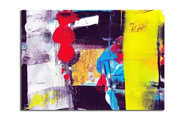 Canvastavla 70x100 cm - Abstrakt komposition med starka färger och geometriska former - Röd / Gul / Blå - Inredning - Tavlor & posters - Canvastavla