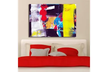 Canvastavla 70x100 cm - Abstrakt komposition med starka färger och geometriska former - Röd / Gul / Blå - Inredning - Tavlor & posters - Canvastavla