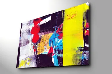 Canvastavla 70x100 cm - Abstrakt komposition med starka färger och geometriska former - Röd / Gul / Blå - Inredning - Tavlor & posters - Canvastavla