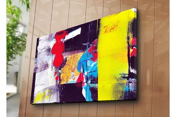 Canvastavla 70x100 cm - Abstrakt komposition med starka färger och geometriska former - Röd / Gul / Blå - Inredning - Tavlor & posters - Canvastavla