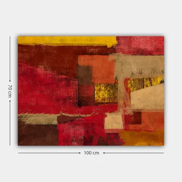 Canvastavla 70x100 cm - Abstrakt komposition med starka röda och gyllene nyanser - Röd / Guld / Beige - Inredning - Tavlor & posters - Canvastavla