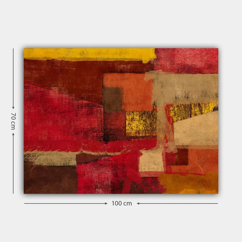 Canvastavla 70x100 cm - Abstrakt komposition med starka röda och gyllene nyanser - Röd / Guld / Beige - Inredning - Tavlor & posters - Canvastavla