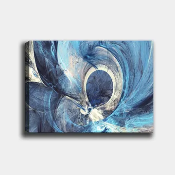 Canvastavla 70x100 cm - Abstrakt komposition med svängande former i blå nyanser - Mörkblå / Ljusblå / Vit - Inredning - Tavlor & posters - Canvastavla