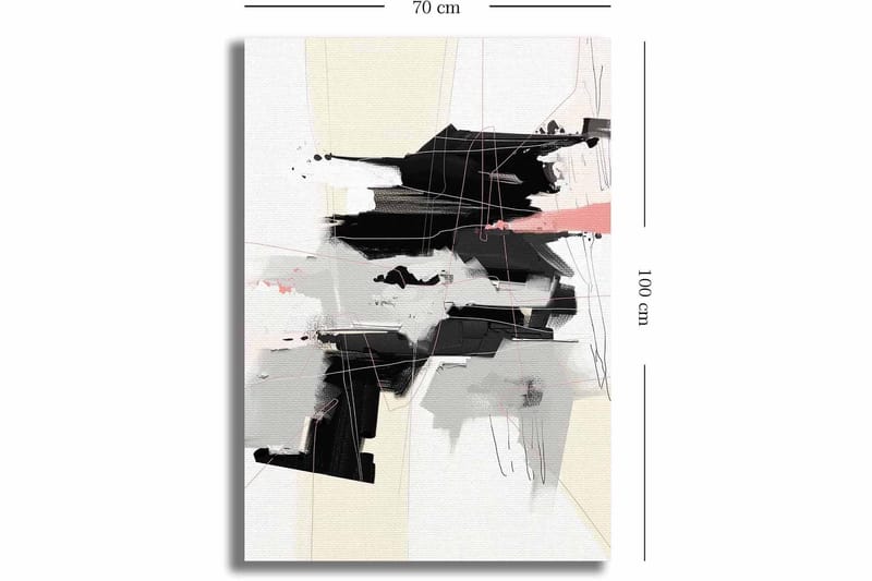 Canvastavla 70x100 cm - Abstrakt komposition med svarta och gråa former som skapar en dynamisk rörelse - Svart / Grå / Beige - Inredning - Tavlor & posters - Canvastavla