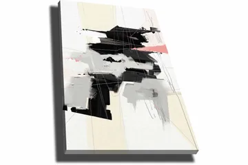 Canvastavla 70x100 cm - Abstrakt komposition med svarta och gråa former som skapar en dynamisk rörelse - Svart / Grå / Beige - Inredning - Tavlor & posters - Canvastavla