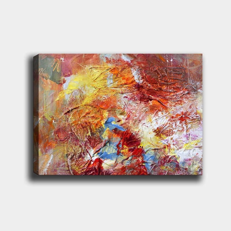 Canvastavla 70x100 cm - Abstrakt komposition med varma färger som skapar en känsla av rörelse och energi, Röd / Orange / Gul