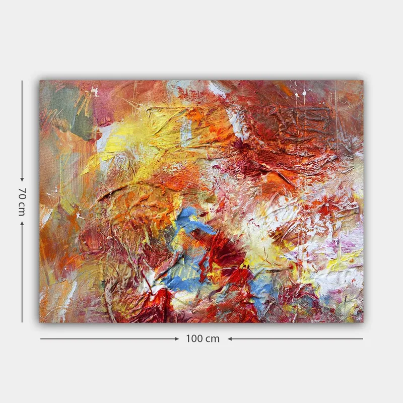 Canvastavla 70x100 cm - Abstrakt komposition med varma färger som skapar en känsla av rörelse och energi - Röd / Orange / Gul - Inredning - Tavlor & posters - Canvastavla