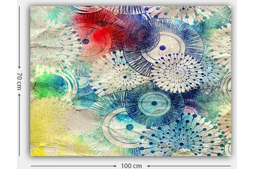 Canvastavla 70x100 cm - Abstrakt konst med cirkulära mönster i olika färger - Blå / Röd / Grön - Inredning - Tavlor & posters - Canvastavla