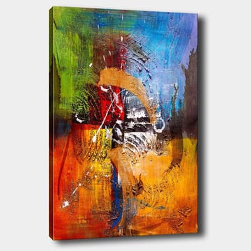 Canvastavla 70x100 cm - Abstrakt konst med dynamiska former och färger som skapar en känsla av rörelse och energi - Blå / Röd / Orange - Inredning - Tavlor & posters - Canvastavla