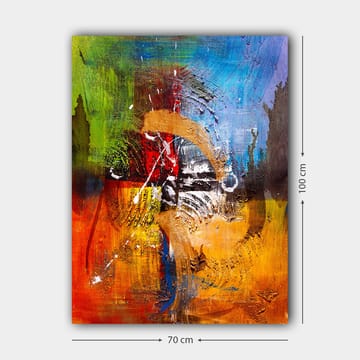 Canvastavla 70x100 cm - Abstrakt konst med dynamiska former och färger som skapar en känsla av rörelse och energi - Blå / Röd / Orange - Inredning - Tavlor & posters - Canvastavla