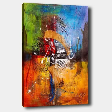 Canvastavla 70x100 cm - Abstrakt konst med dynamiska former och färger som skapar en känsla av rörelse och energi - Blå / Röd / Orange - Inredning - Tavlor & posters - Canvastavla