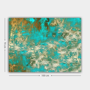Canvastavla 70x100 cm - Abstrakt konst med en harmonisk blandning av turkosa och gyllene nyanser - Turkos / Guld / Vit - Inredning - Tavlor & posters - Canvastavla