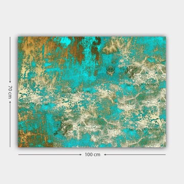 Canvastavla 70x100 cm - Abstrakt konst med en harmonisk blandning av turkosa och gyllene nyanser - Turkos / Guld / Vit - Inredning - Tavlor & posters - Canvastavla