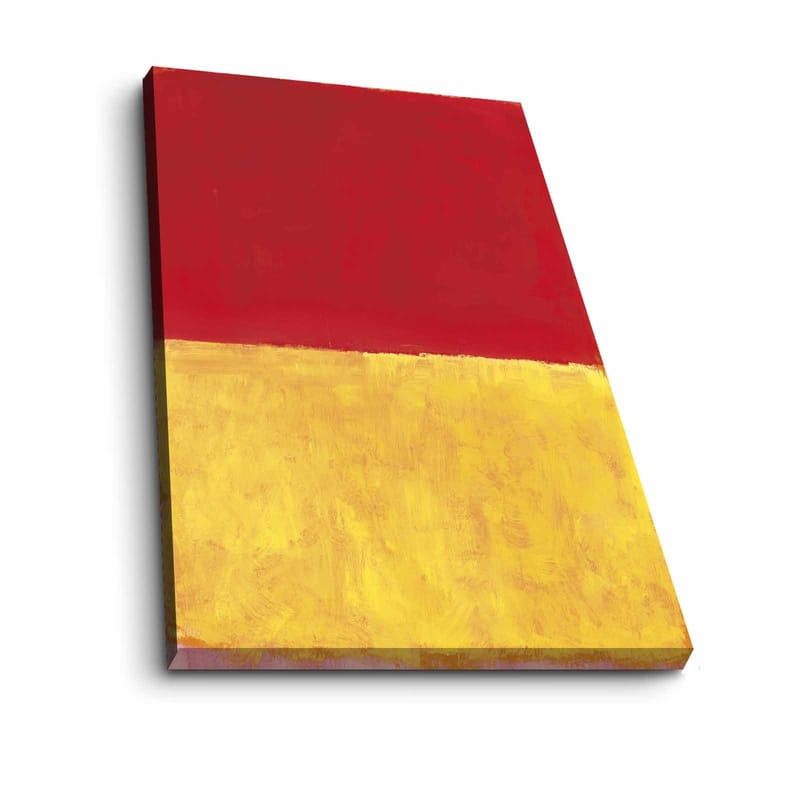 Canvastavla 70x100 cm - Abstrakt konst med en röd övre del och en gyllene nedre del - Röd / Guld - Inredning - Tavlor & posters - Canvastavla