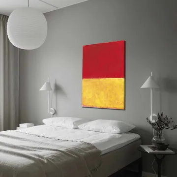 Canvastavla 70x100 cm - Abstrakt konst med en röd övre del och en gyllene nedre del - Röd / Guld - Inredning - Tavlor & posters - Canvastavla