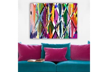 Canvastavla 70x100 cm - Abstrakt konst med färgglada geometriska mönster - Lila / Grön / Orange - Inredning - Tavlor & posters - Canvastavla