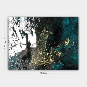 Canvastavla 70x100 cm - Abstrakt konst med flödande former i djupblå och guldiga nyanser - Mörkblå / Guld / Svart - Inredning - Tavlor & posters - Canvastavla