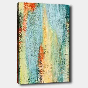 Canvastavla 70x100 cm - Abstrakt konst med inslag av blå och orange nyanser som skapar en dynamisk textur - Blå / Orange / Grön - Inredning - Tavlor & posters - Canvastavla