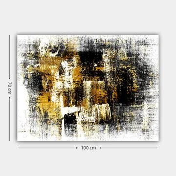 Canvastavla 70x100 cm - Abstrakt konst med inslag av guld och svart - Guld / Svart / Vitt - Inredning - Tavlor & posters - Canvastavla