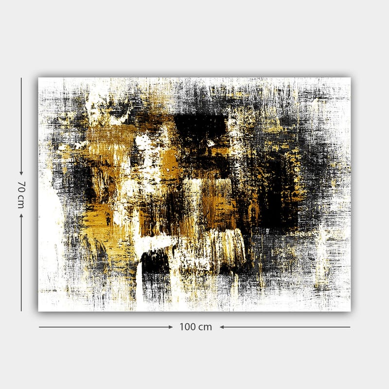 Canvastavla 70x100 cm - Abstrakt konst med inslag av guld och svart - Guld / Svart / Vitt - Inredning - Tavlor & posters - Canvastavla