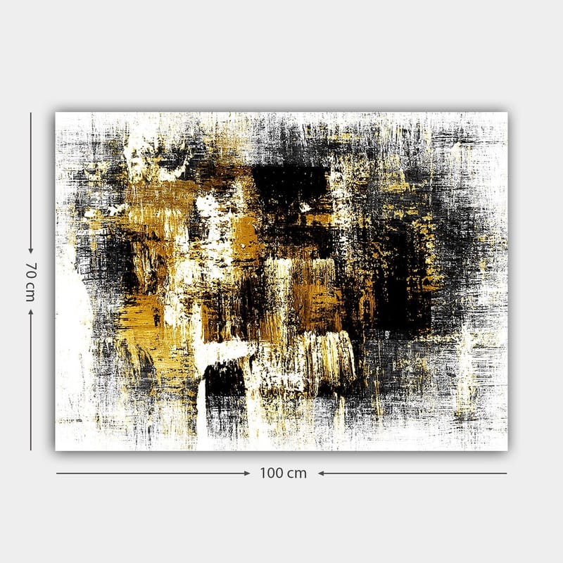 Canvastavla 70x100 cm - Abstrakt konst med inslag av guld och svart - Guld / Svart / Vitt - Inredning - Tavlor & posters - Canvastavla
