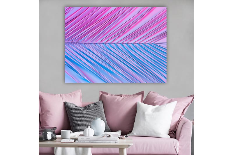 Canvastavla 70x100 cm - Abstrakt konstverk med diagonala linjer i rosa och blå toner - Rosa / Blå - Inredning - Tavlor & posters - Canvastavla
