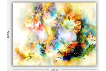 Canvastavla 70x100 cm - Abstrakt konstverk med färgexplosioner som skapar en drömlik atmosfär - Blå / Gul / Rosa - Inredning - Tavlor & posters - Canvastavla