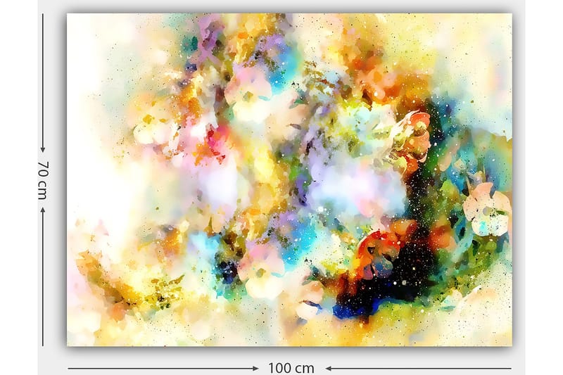 Canvastavla 70x100 cm - Abstrakt konstverk med färgexplosioner som skapar en drömlik atmosfär - Blå / Gul / Rosa - Inredning - Tavlor & posters - Canvastavla